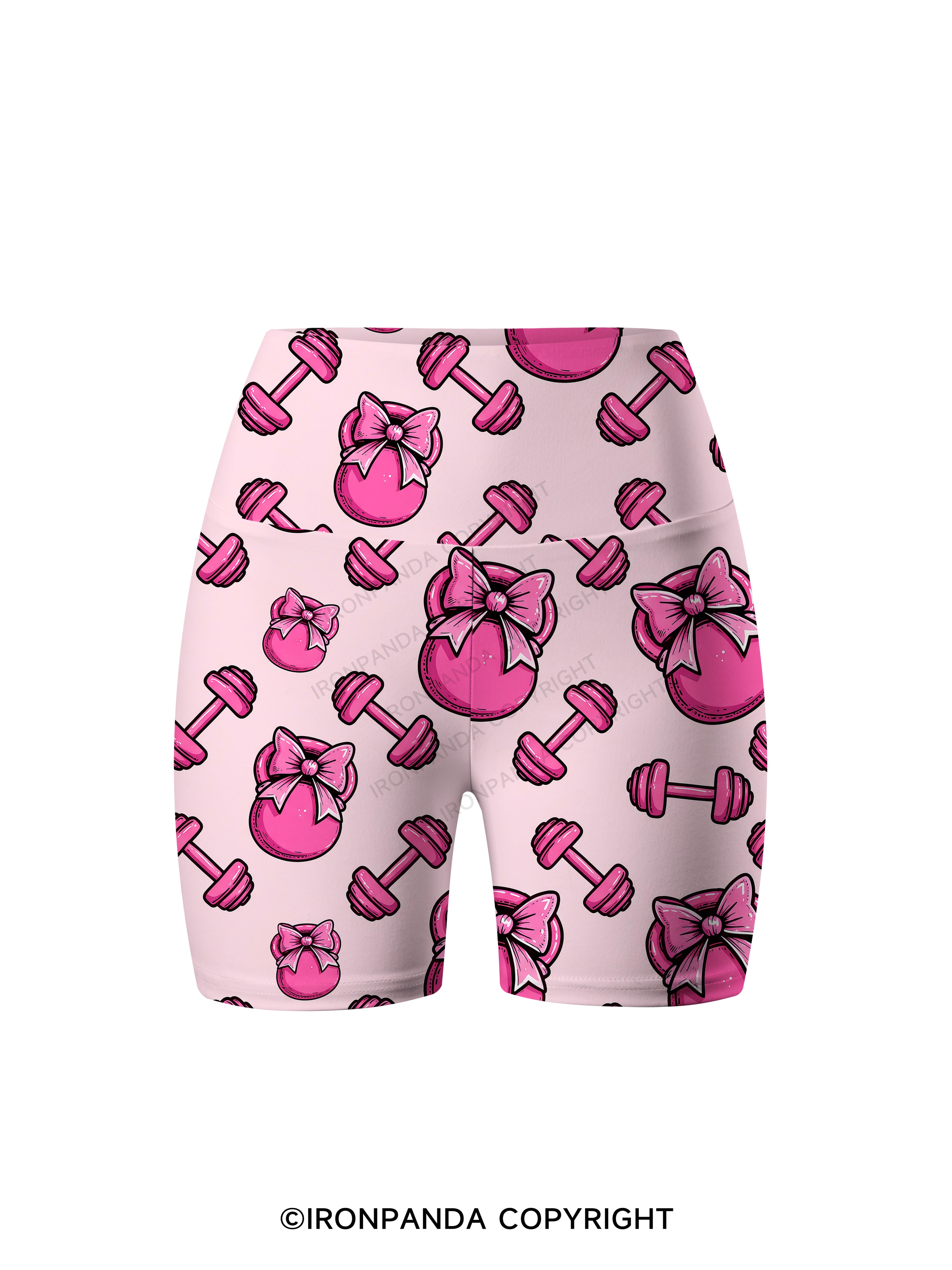 Pink Bow Gym Printed Yoga Cycling Shorts