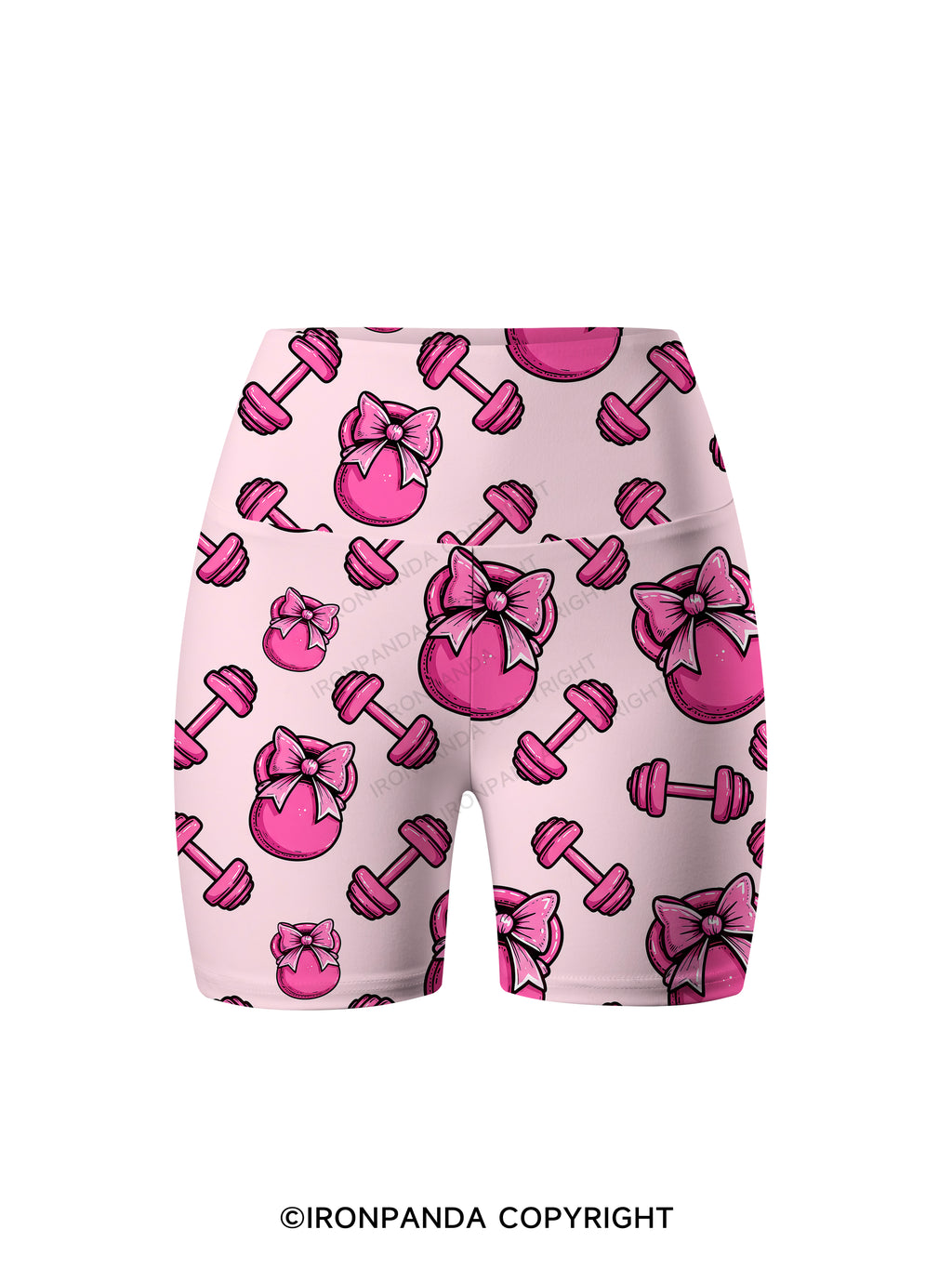 Pink Bow Gym Printed Yoga Cycling Shorts