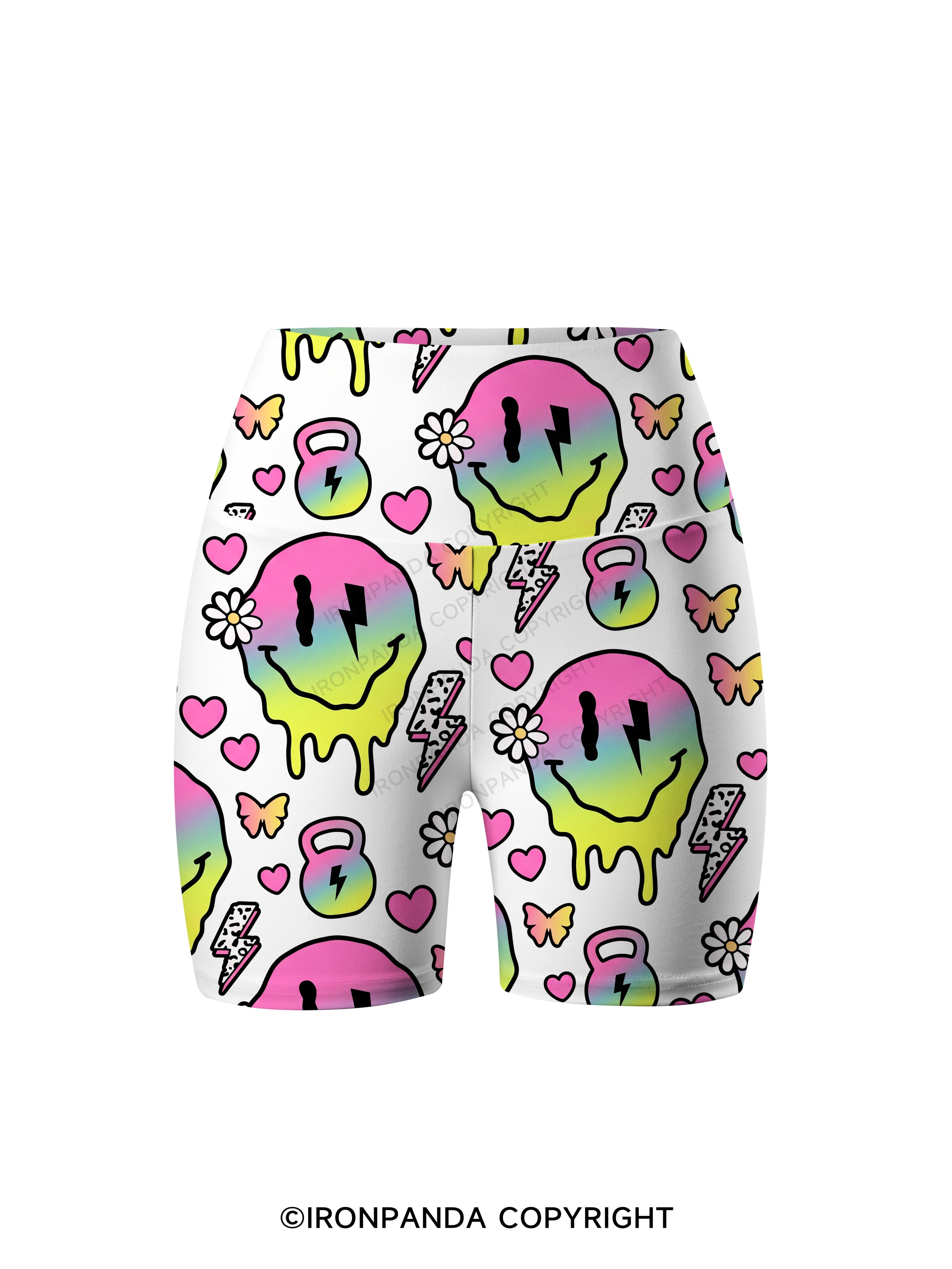 Melty Kettlebell Smile Printed Yoga Cycling Shorts
