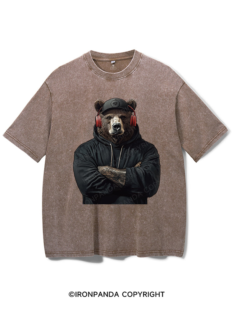 Bear with headphones Washed Gym Shirt