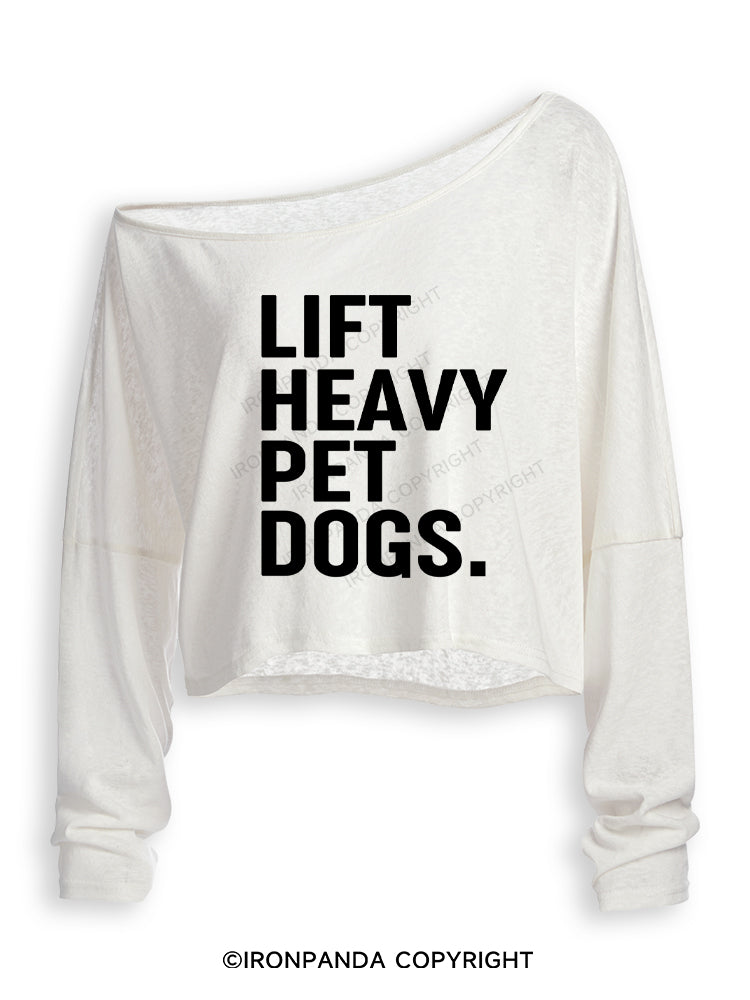 LIFT HEAVY PET DOGS Off Shoulder Long Sleeve Crop Top