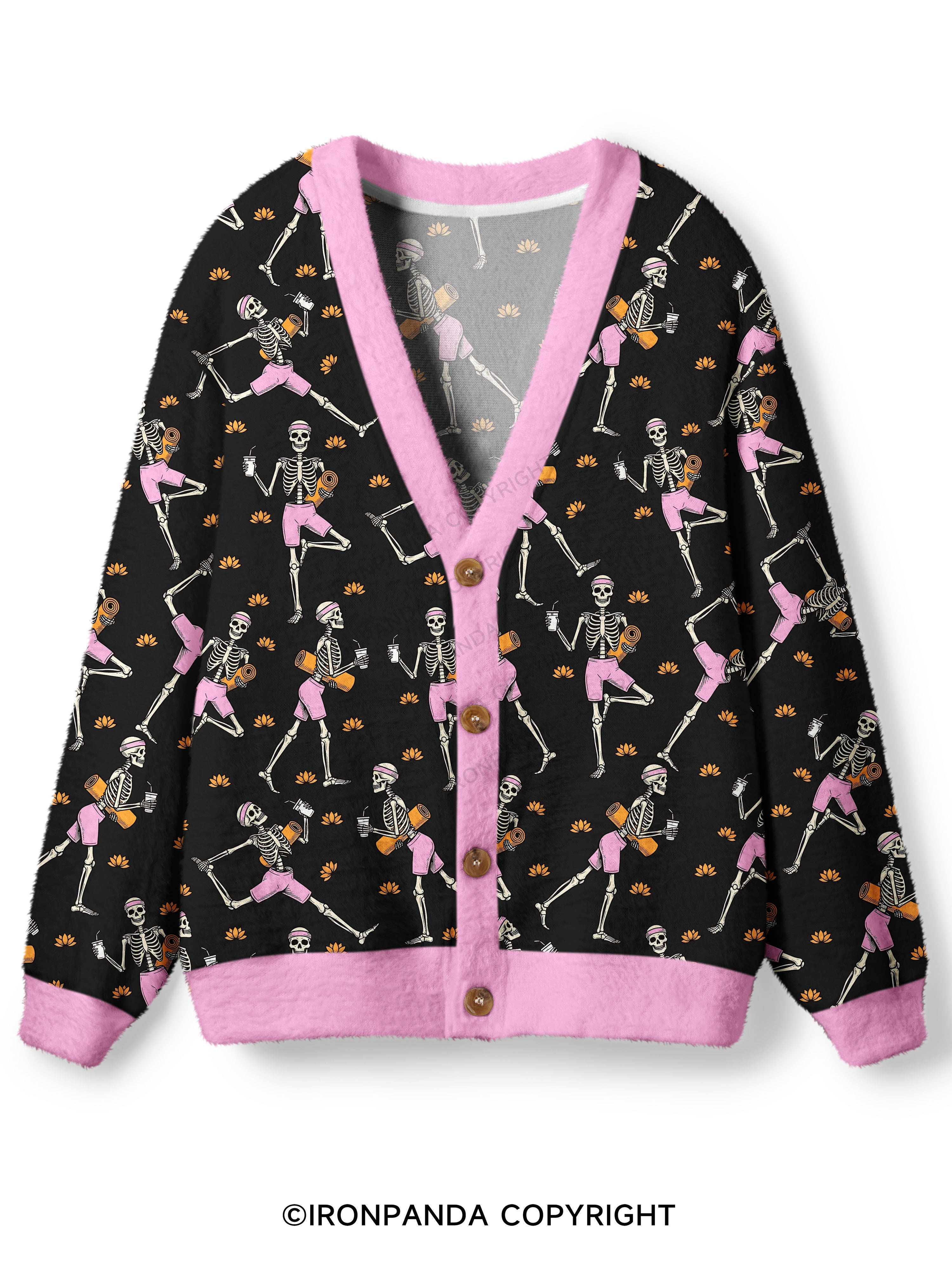 SKELETON YOGA FITNESS Ugly Cardigan Sweater