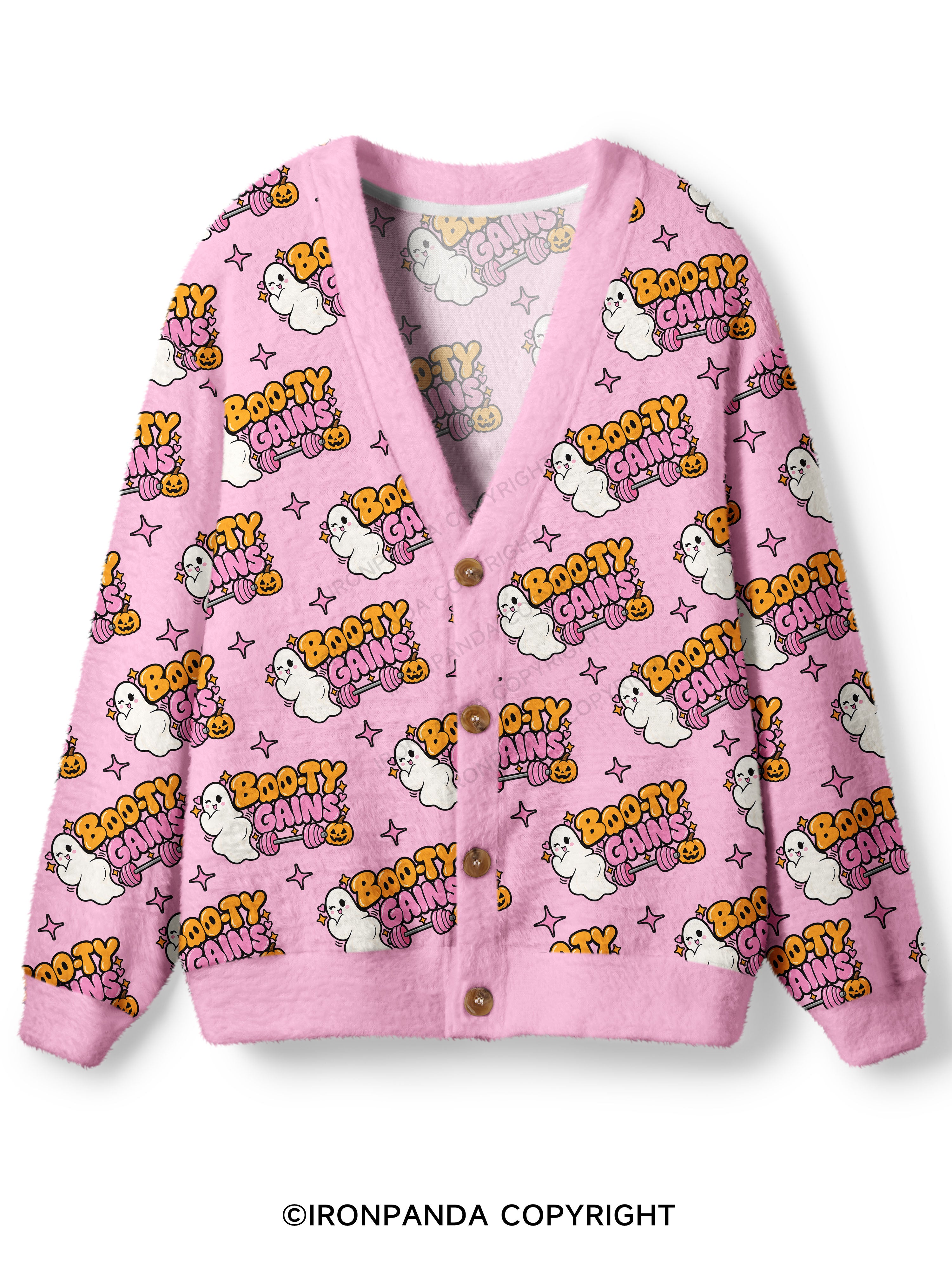 BOO-TY GAINS CUTE GHOST Ugly Cardigan Sweater