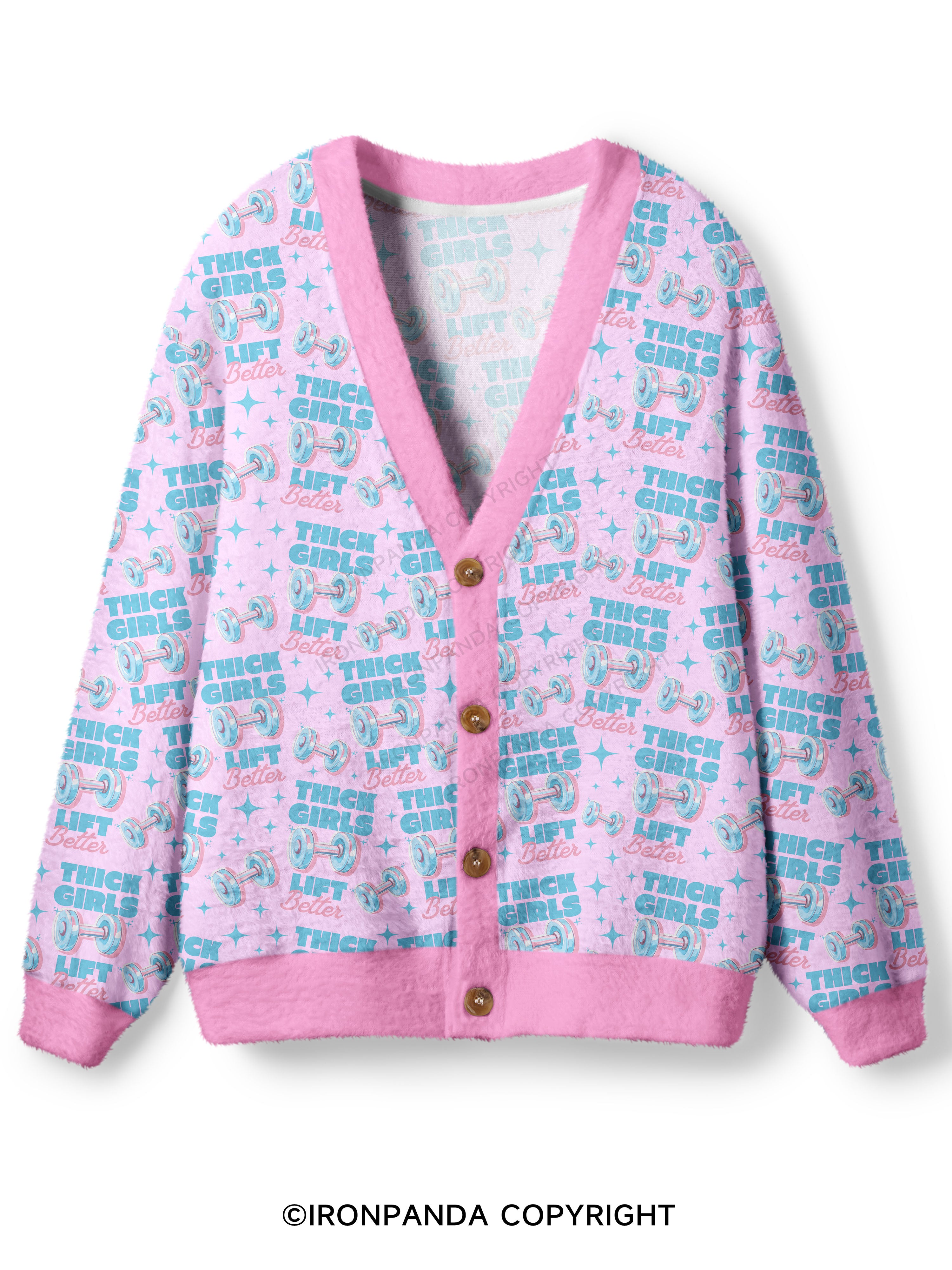 THICK THIGHS LIFT BETTER Ugly Cardigan Sweater