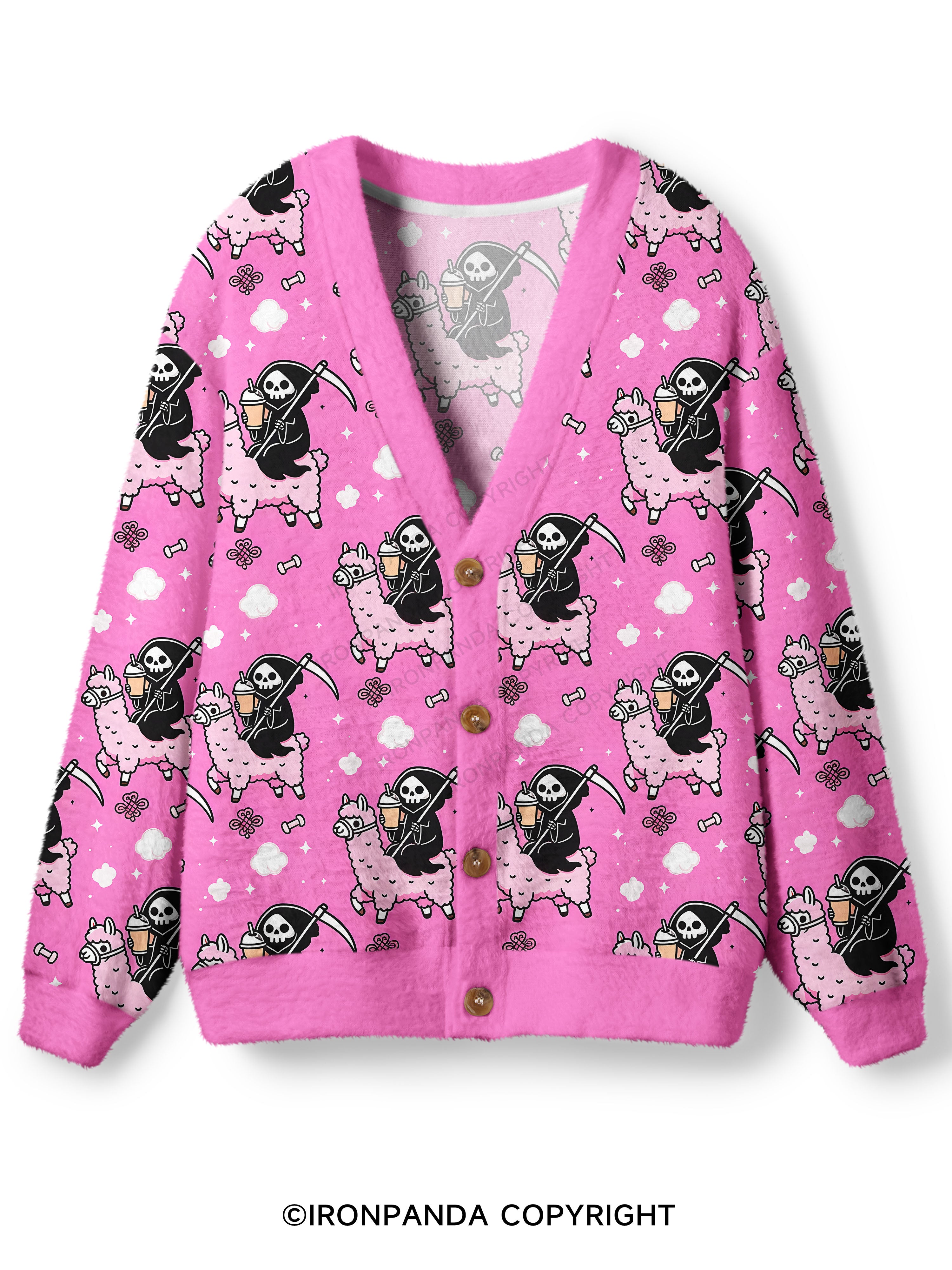 Spooky Cute Alpaca Gym Ugly Cardigan Sweater