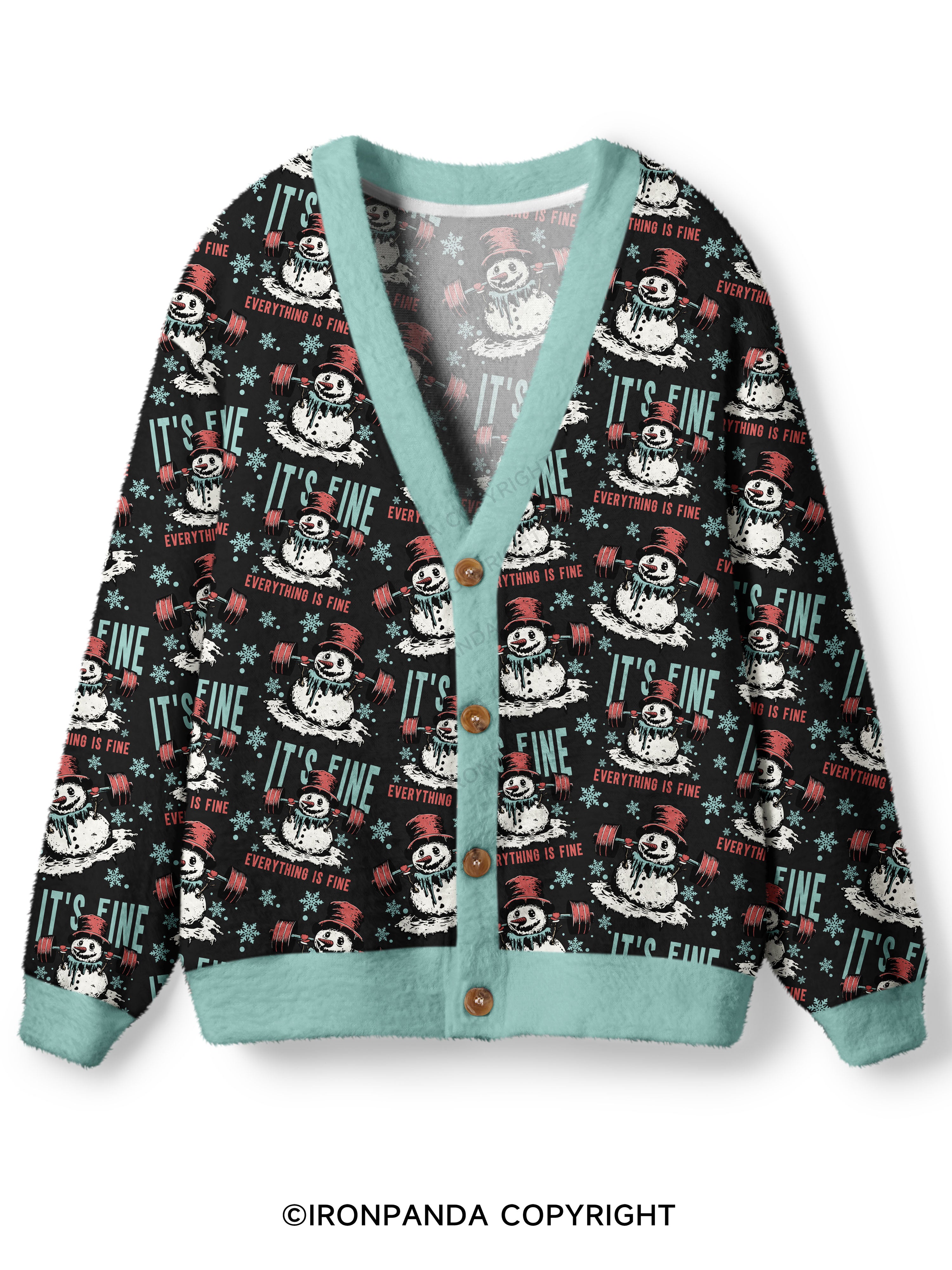 IT'S FINE EVERYTHING IS FINE Ugly Cardigan Sweater
