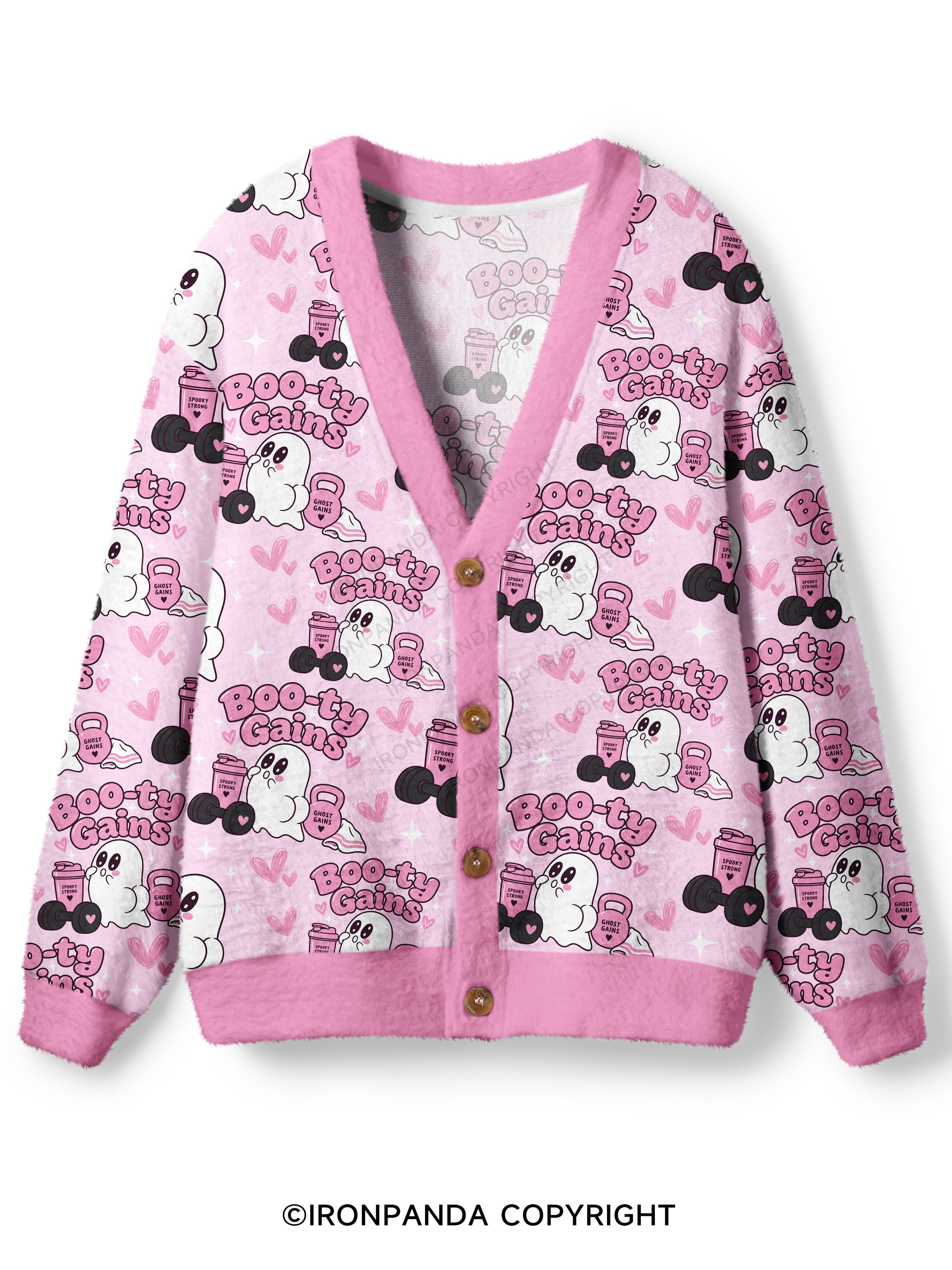 Boo-ty Gains Ghost Ugly Cardigan Sweater