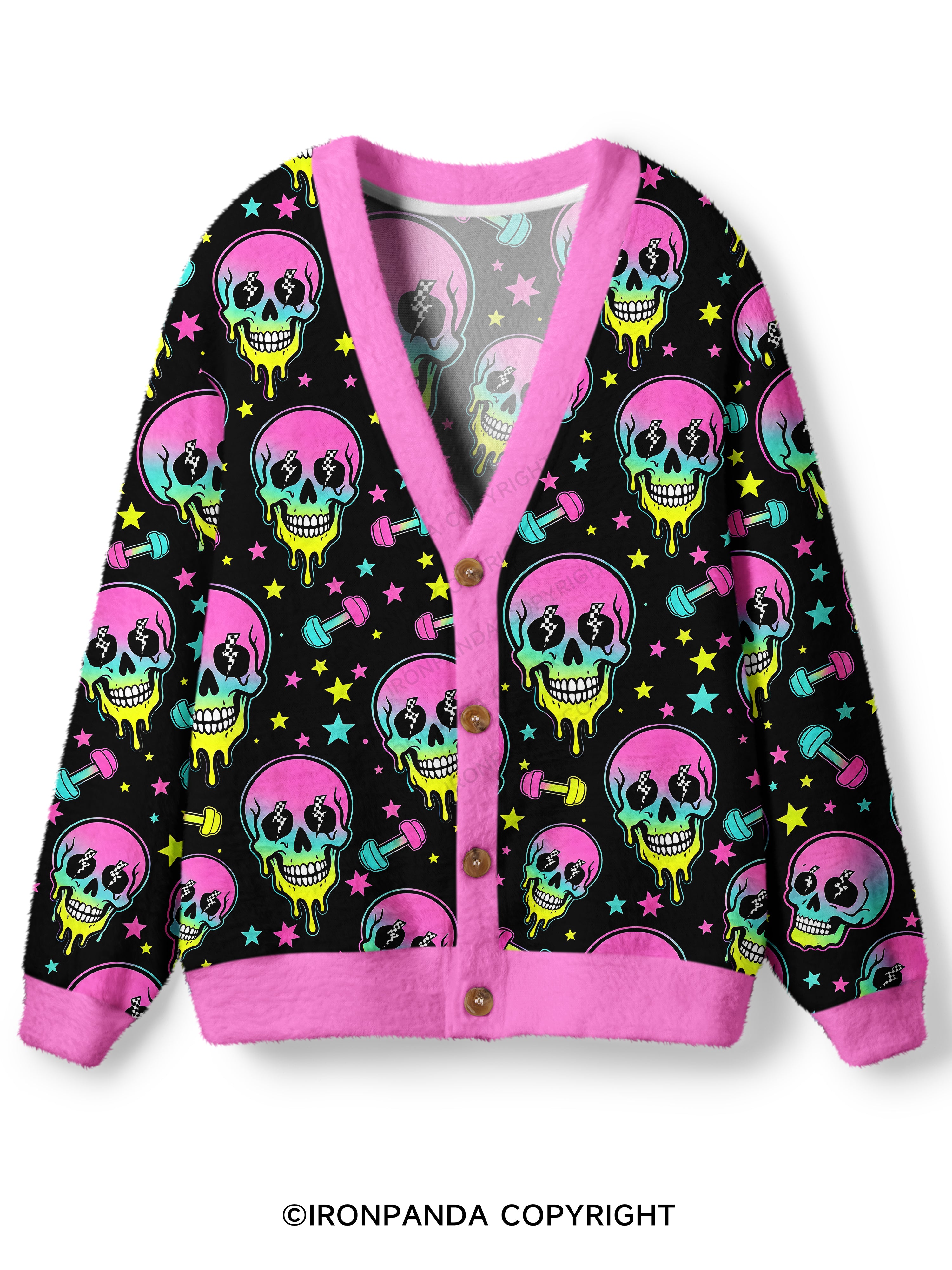 Skull Gym Gains Ugly Cardigan Sweater