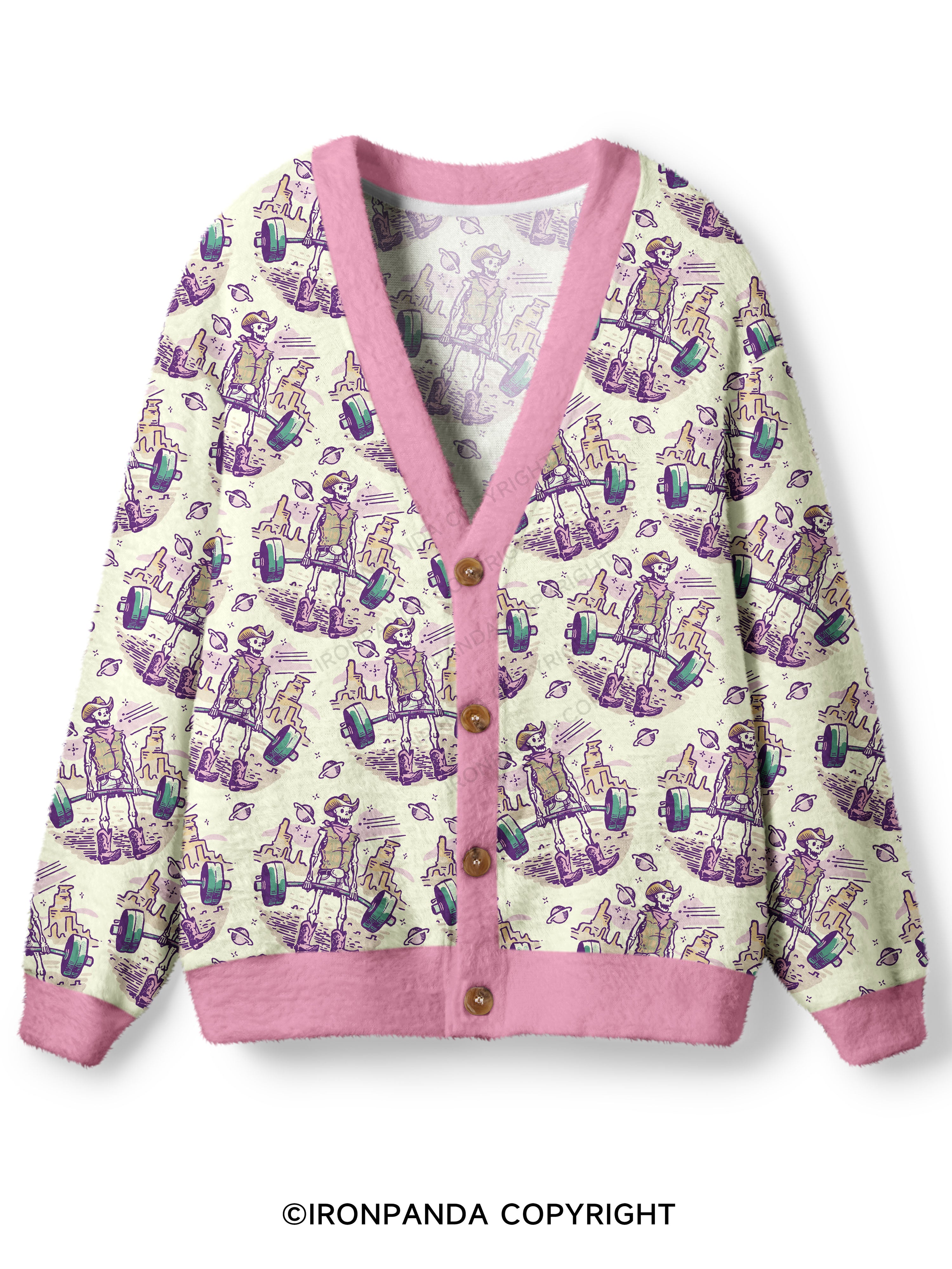 skeleton deadlift Ugly Cardigan Sweater