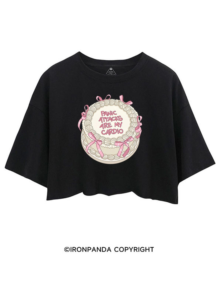 PANIC ATTACKS ARE MY CARDIO FUNNY WORKOUT CROP TOPS