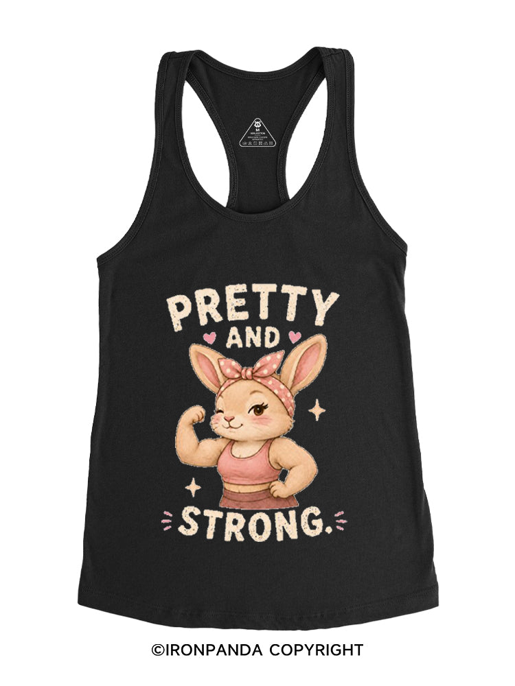 PRETTY AND STRONG BUNNY Gym Racerback Tank