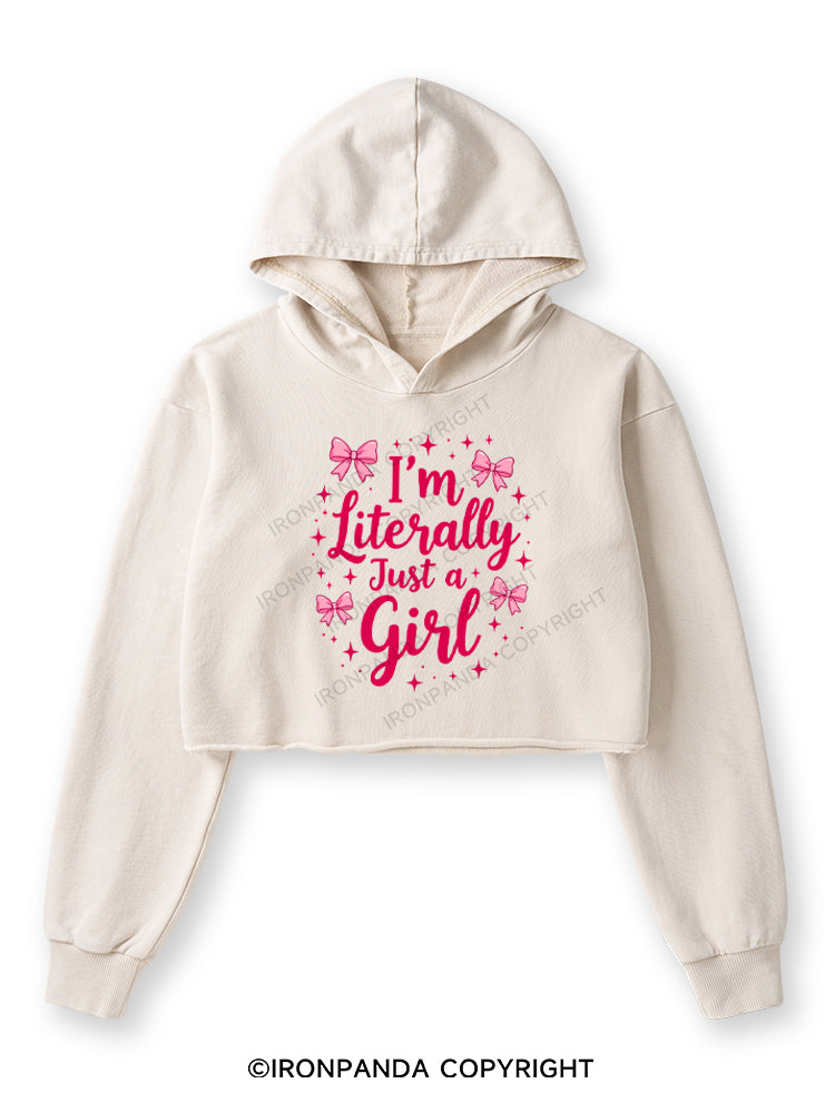 I'M LITERALLY JUST A GIRL LETTER Washed Crop Hoodie