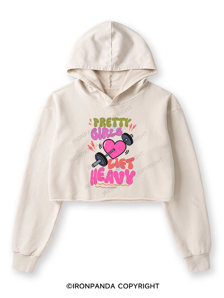 PRETTY GIRLS LIFT HEAVY Washed Crop Hoodie