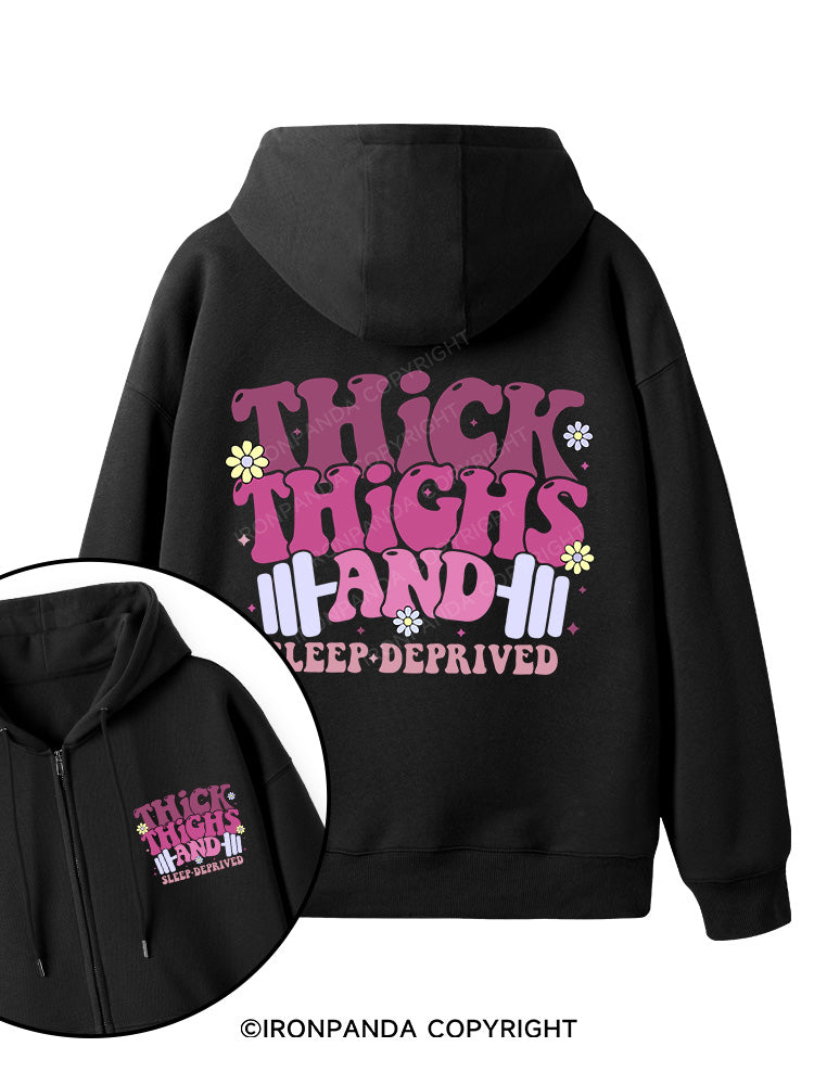 Thick Thighs And Sleep Deprived Double-Sided Printed Fleece Zip Up Hoodie