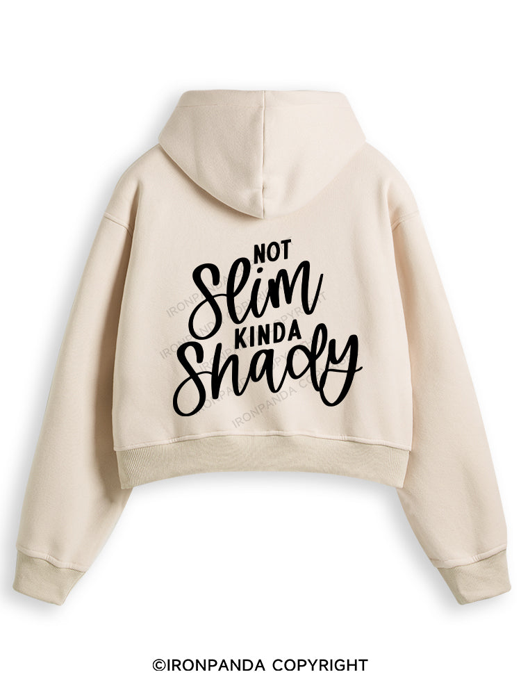 NOT SLIM KINDA SHADY Fleece Crop Zip Up Hoodie