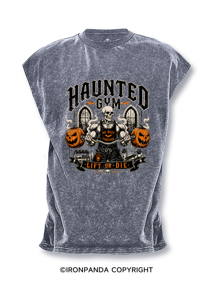 Haunted Gym Halloween Workout Skeleton Pumpkins Cut Off Tank