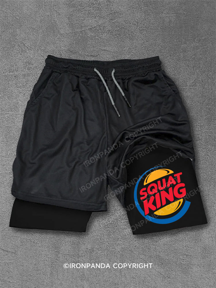 Squat King Fitness Humor Performance Training Shorts