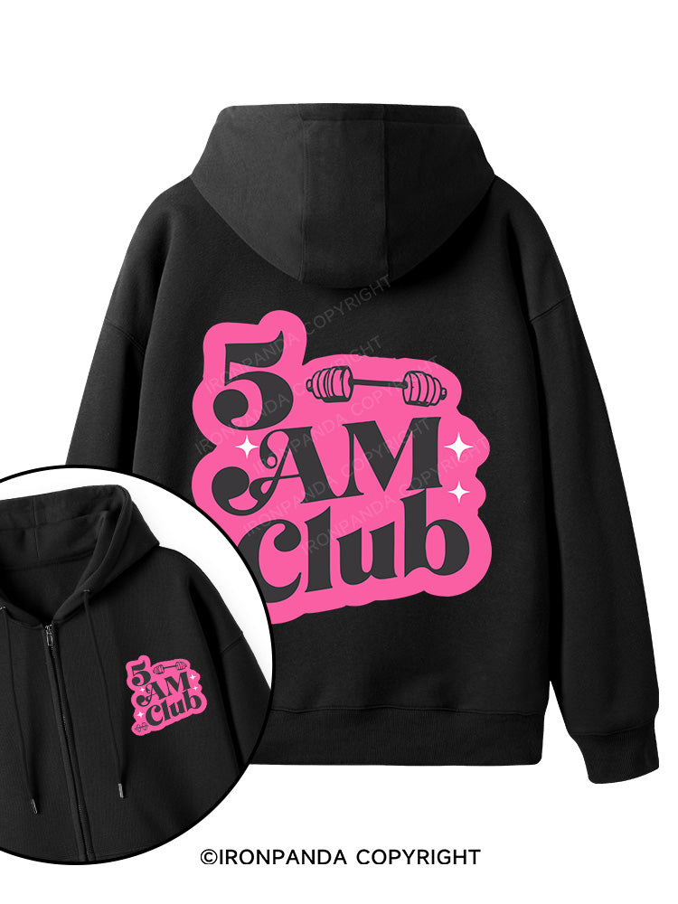 5 AM Club Double-Sided Printed Fleece Zip Up Hoodie