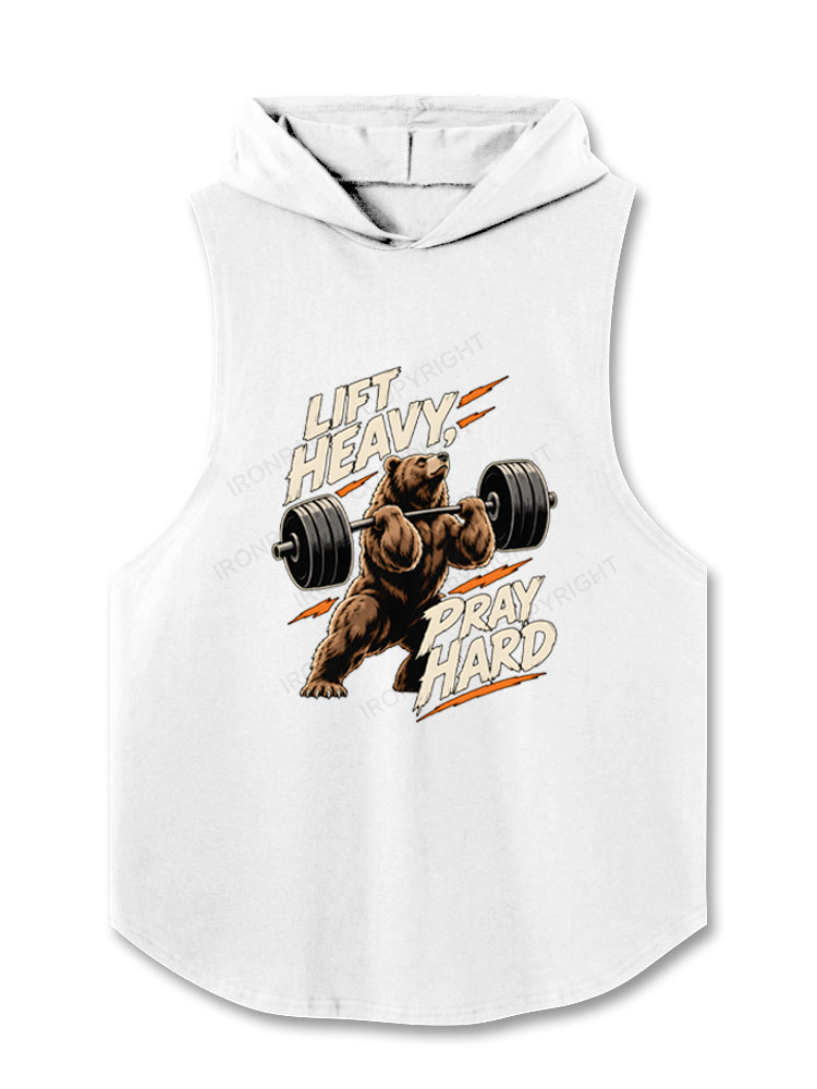 Lift Heavy Pray Hard Bear Hooded Tank