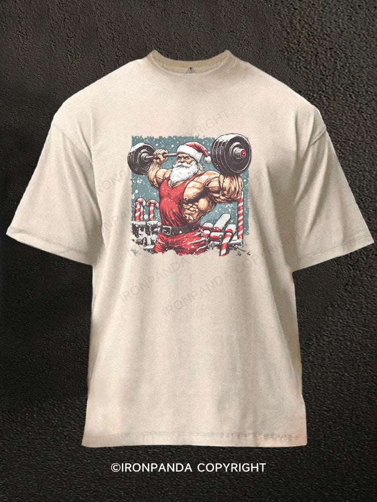 Muscle Santa Washed Gym Shirt
