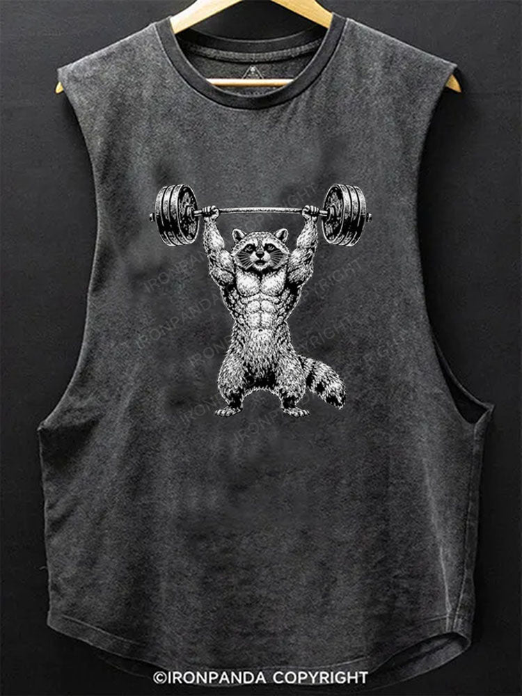 Buff Raccoon Weightlifting Scoop Bottom Cotton Tank