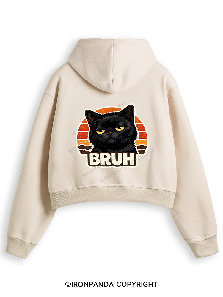BRUH Fleece Crop Zip Up Hoodie