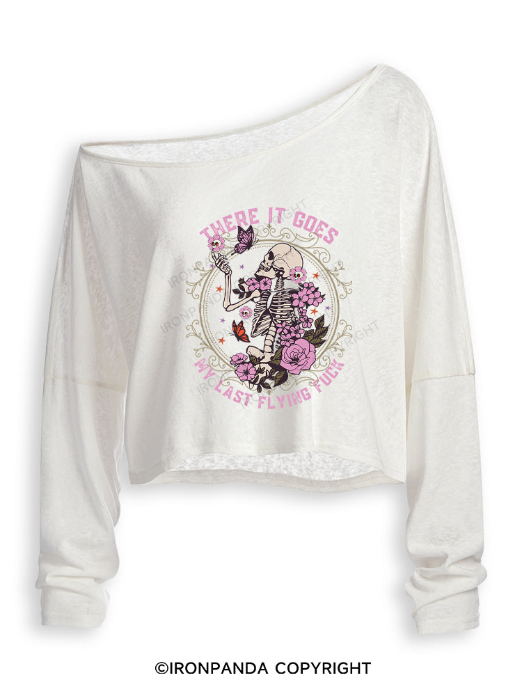 There It Goes My Last Flying Off Shoulder Long Sleeve Crop Top