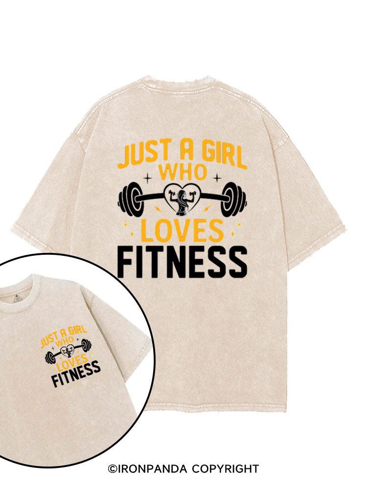 JUST A GIRL WHO LOVES FITNESS HEART printed Gym Shirt