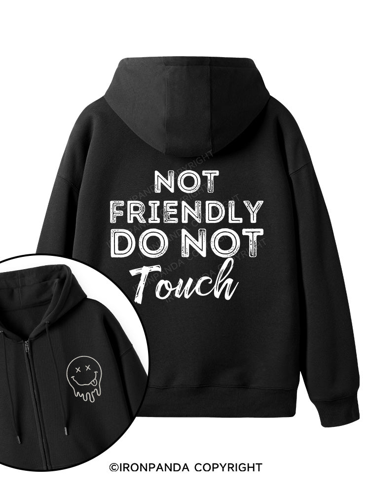 Not friendly, do not touch Double-Sided Printed Fleece Zip Up Hoodie