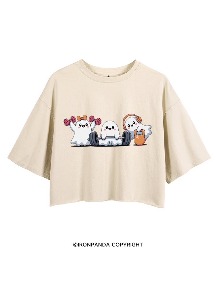 WEIGHTLIFTING SPOOKY FUNNY GYM CROP TOPS