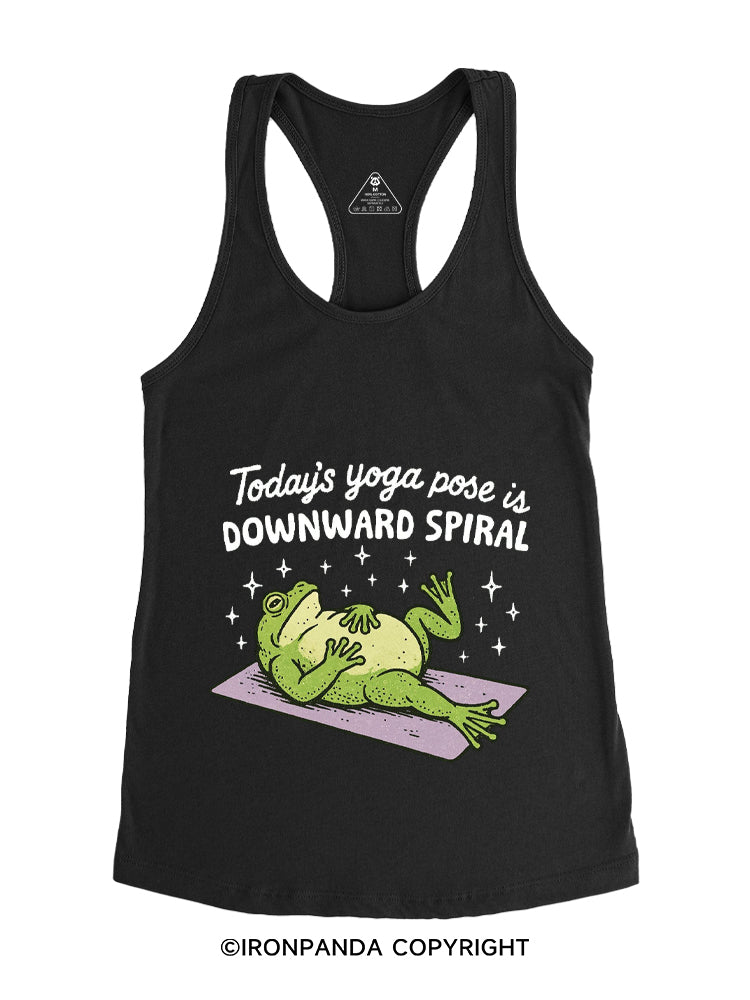 Today's Yoga Pose Is Downward Spiral Frog Gym Racerback Tank