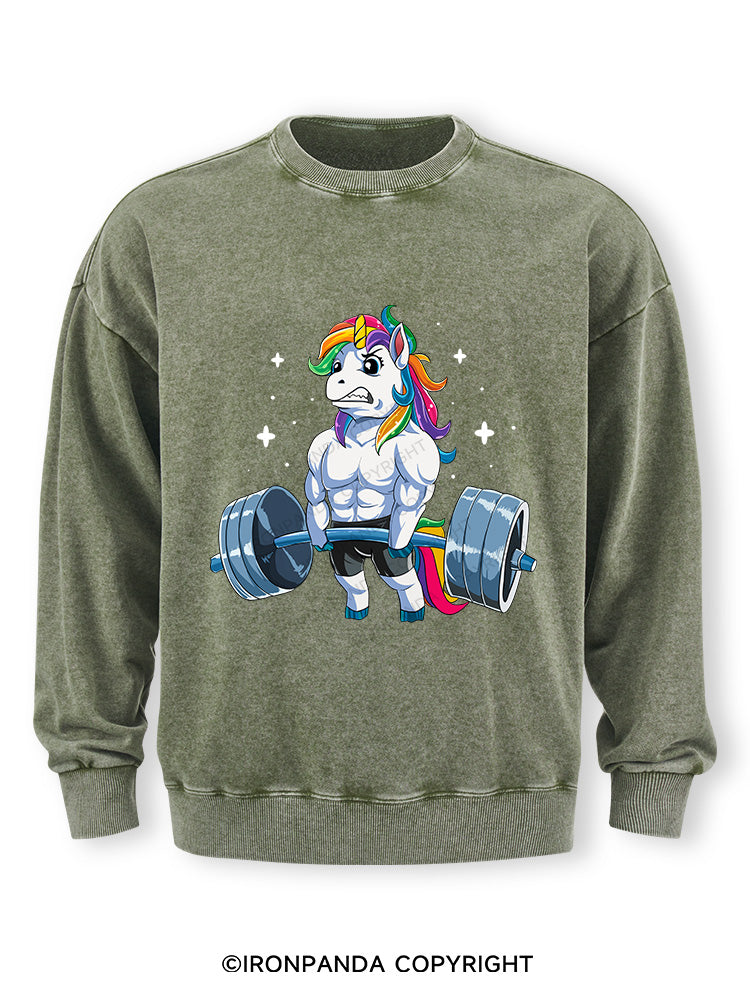Weightlifting Unicorn Washed Sweatshirt