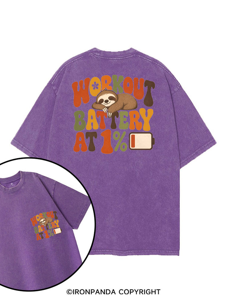 WORKOUT BATTERY AT 1% SLOTH printed Gym Shirt