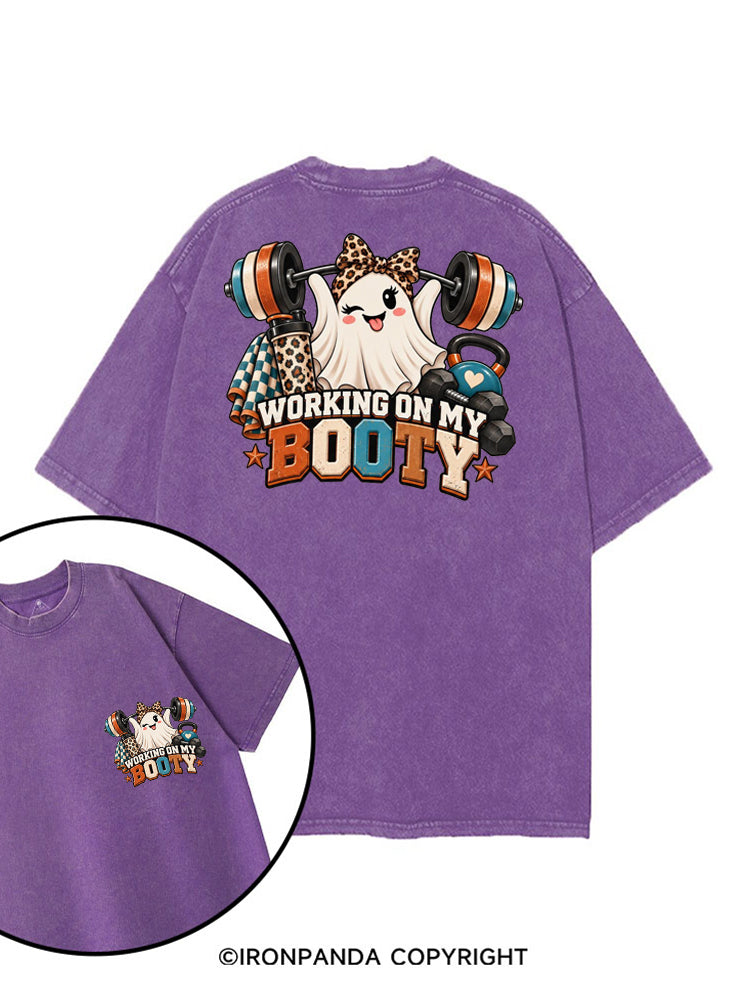 WORKING ON MY BOOTY STRONG PRETTY GHOST printed Gym Shirt