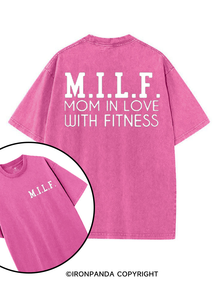M.I.L.F. MOM IN LOVE WITH FITNESS printed Gym Shirt