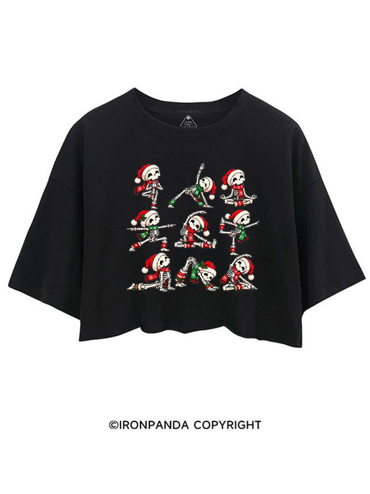 Yoga Skeleton Santa Hat Yogi CROP TOPS