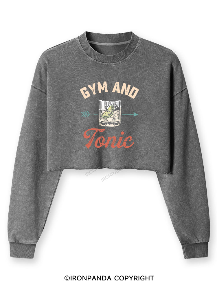 GYM AND TONIC GIN Washed Long-Sleeve Crop Top