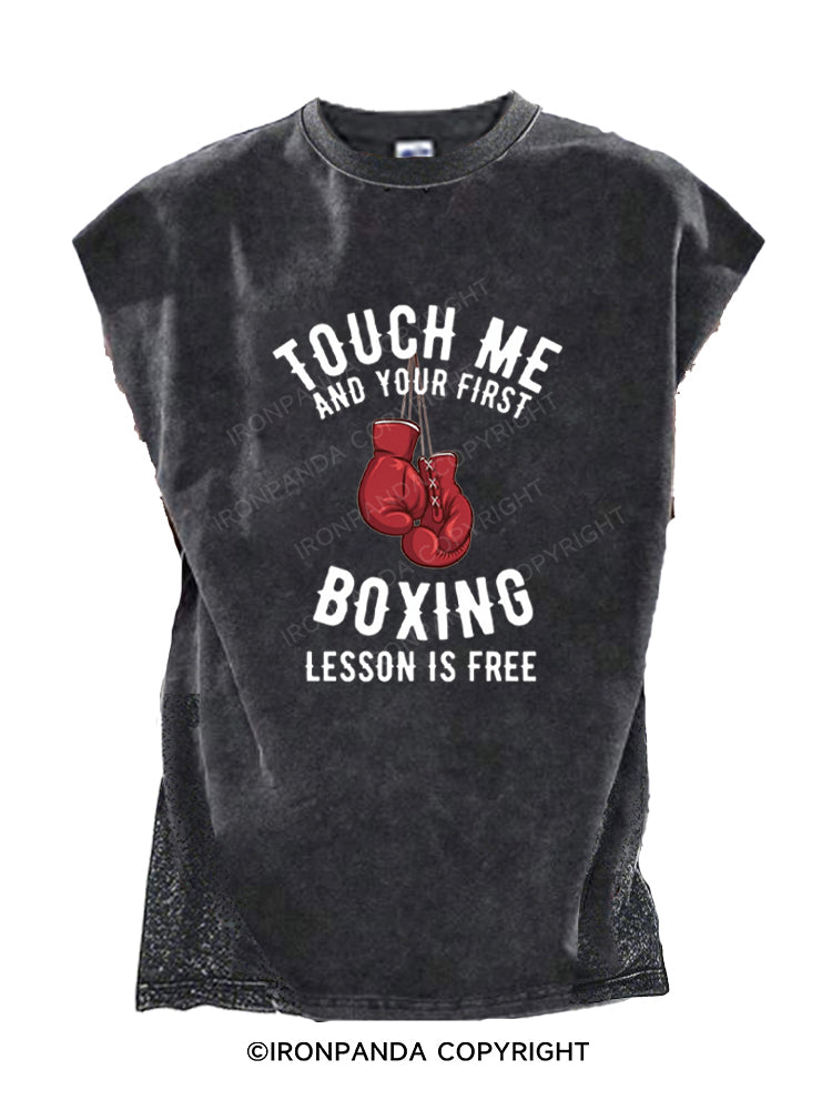 Touch Me and Your First Lesson Boxing is Free Cut Off Tank