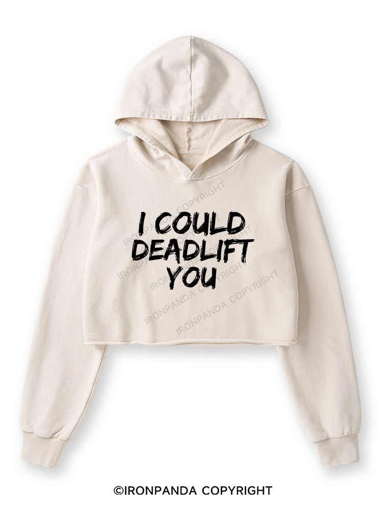 I COULD DEADLIFT Washed Crop Hoodie