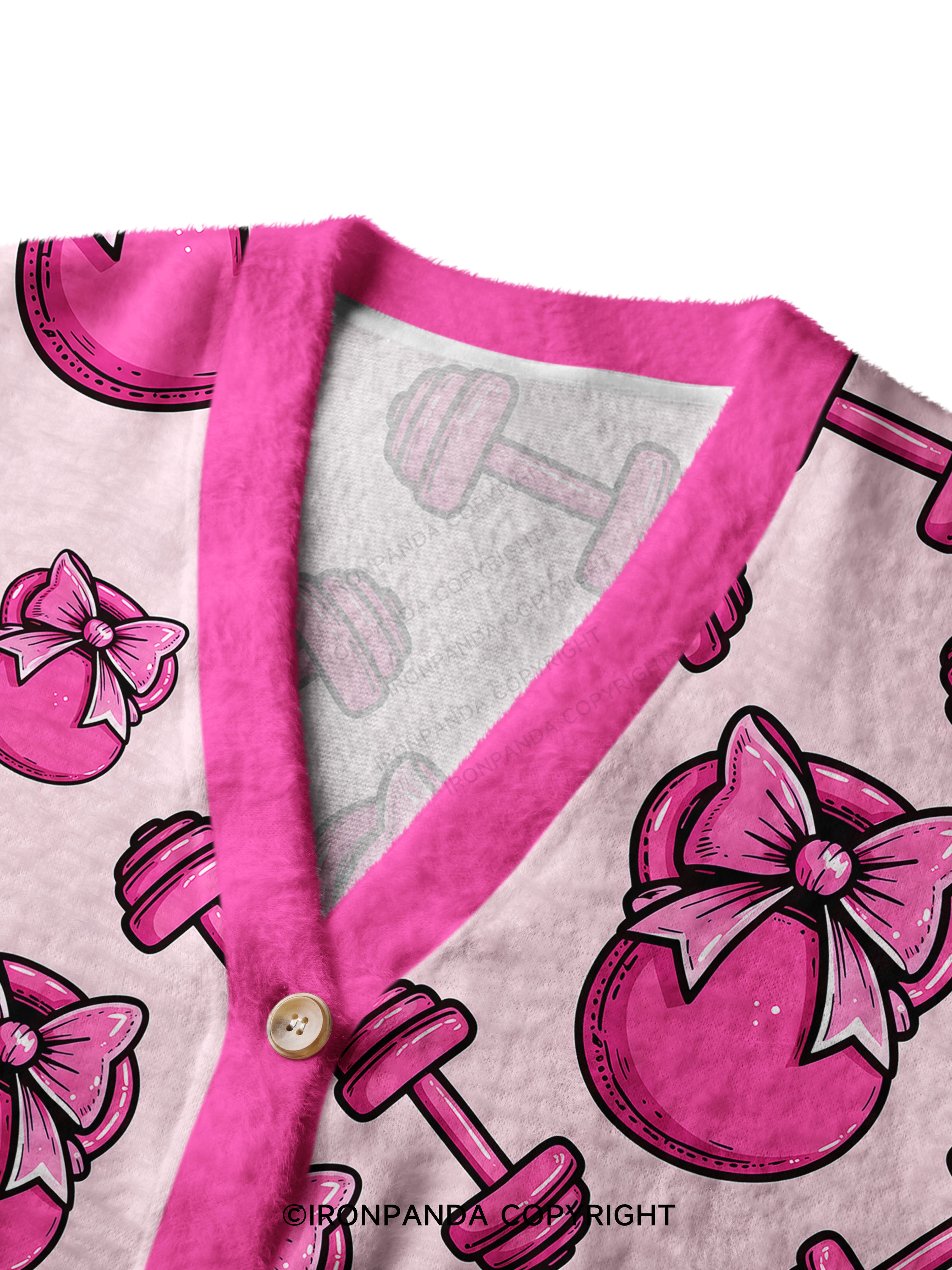 Pink Bow Gym Ugly Cardigan Sweater