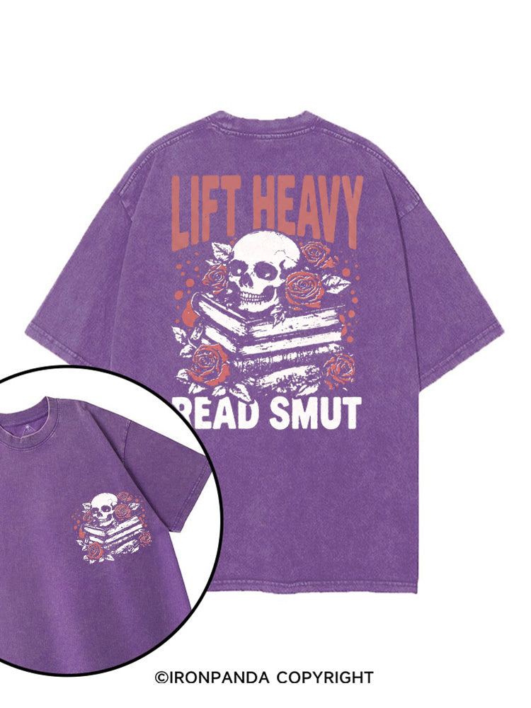 LIFT HEAVY READ SMUT ROSY SKULL printed Gym Shirt