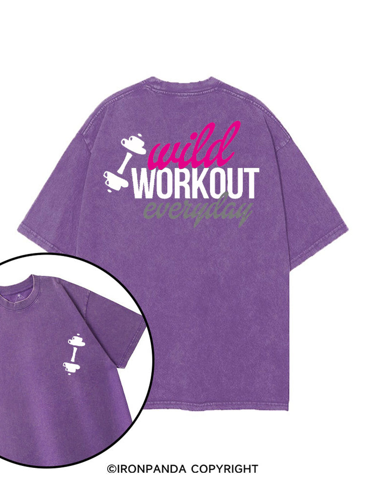 WILD WORKOUT EVERYDAY printed Gym Shirt