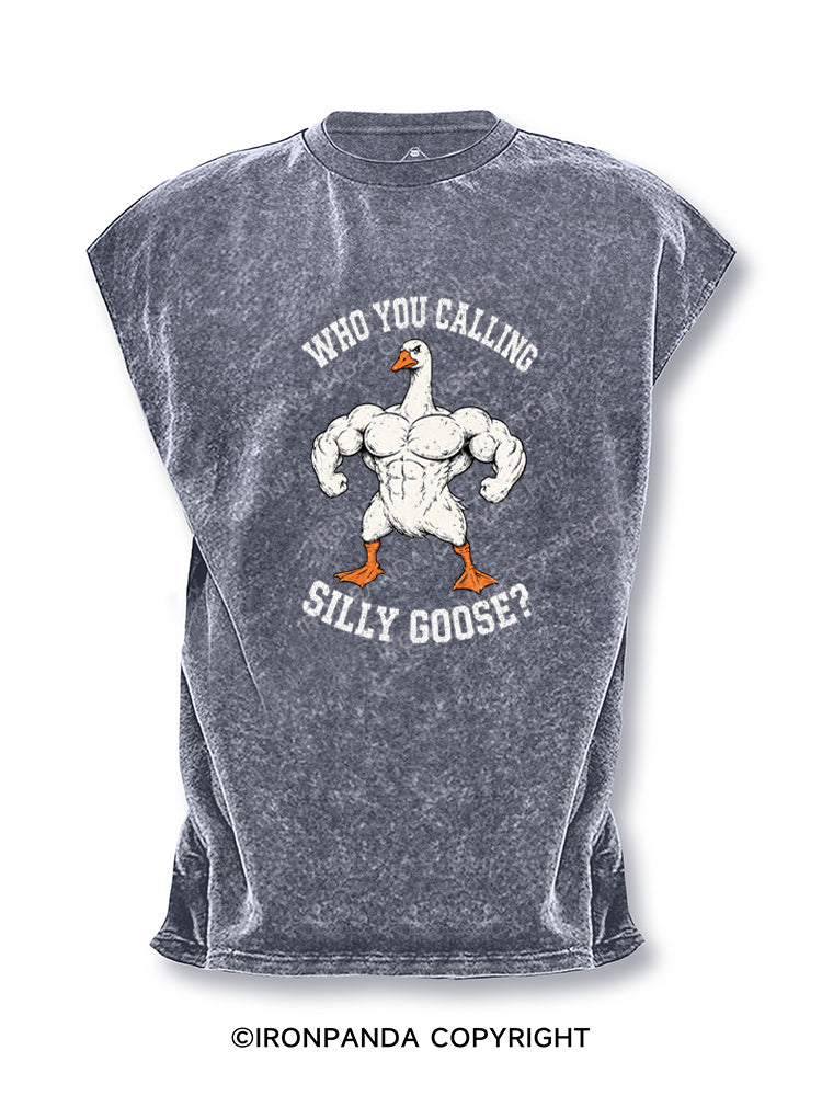 MUSCULAR GOOSE WHO YOU CALLING SILLY GOOSE Cut Off Tank
