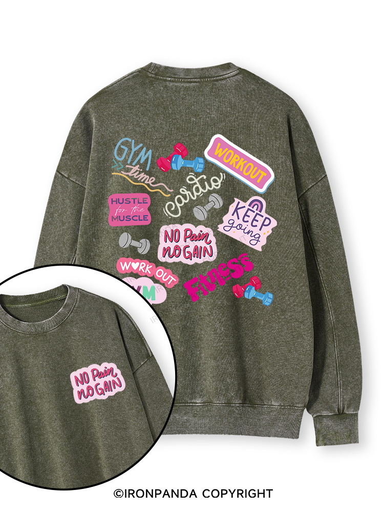 Colorful Fitness Double-Sided Printed Washed Sweatshirt