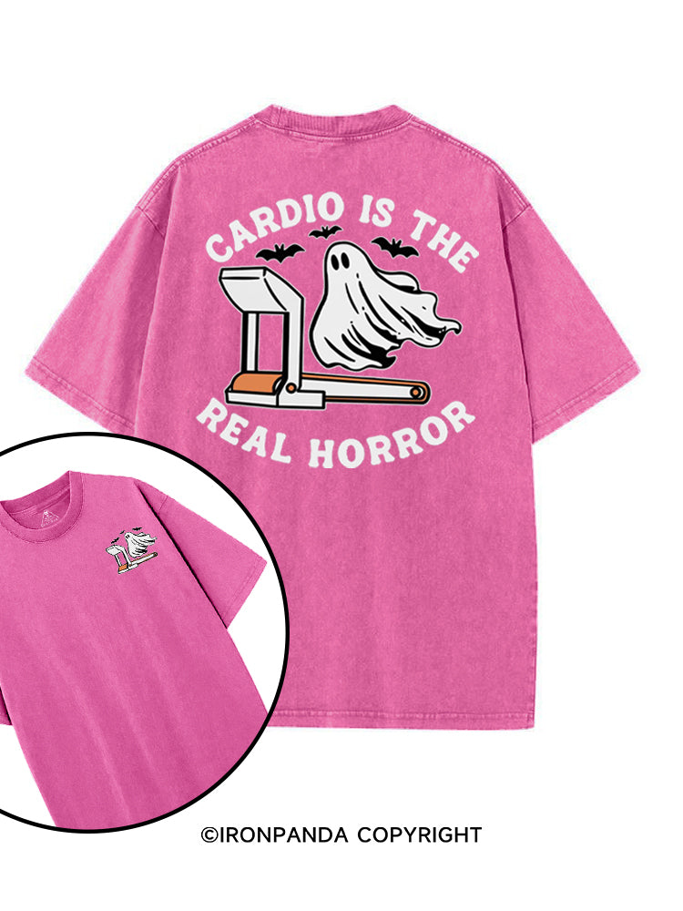 CARDIO IS THE REAL HORROR HALLOWEEN printed Gym Shirt