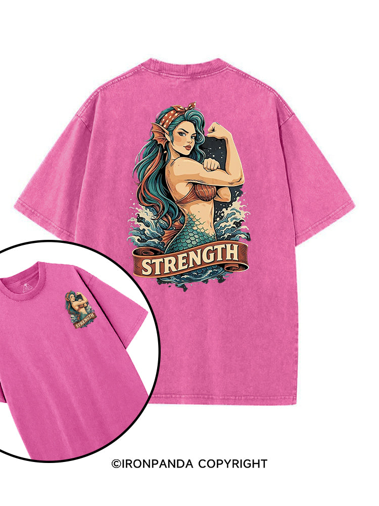 STRENGTH STRONG MERMAID printed Gym Shirt