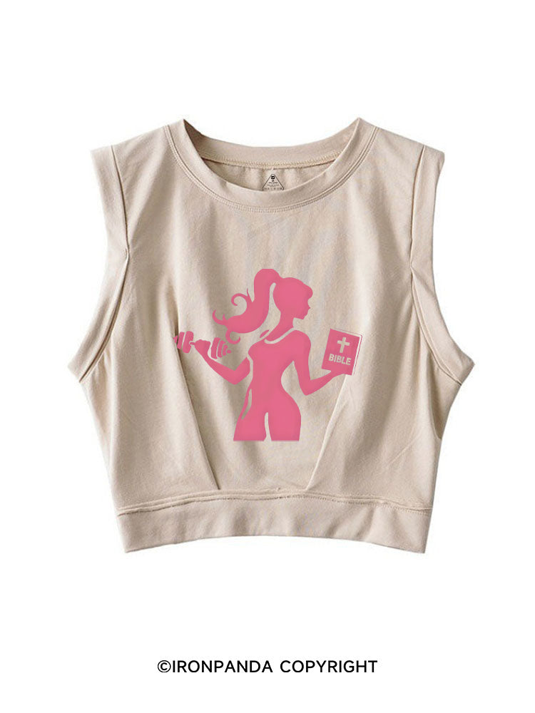 BADDIE GYM GIRL GOD'S GIRL SLEEVELESS CROP TOPS