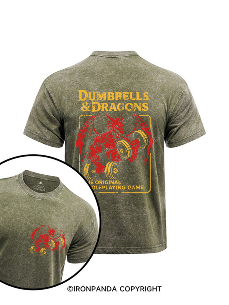 DUMBBELLS & DRAGONS Printed Washed Gym Shirt