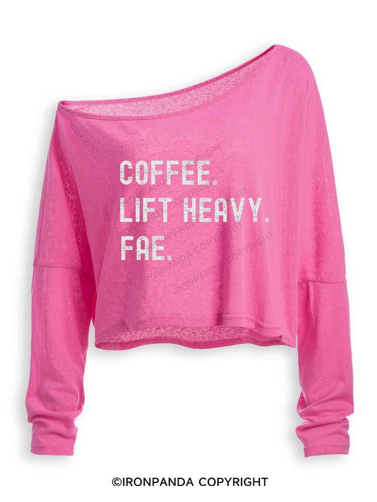 Coffee Lift Heavy Fae Off Shoulder Long Sleeve Crop Top