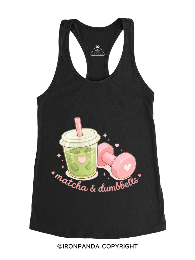 MATCHA & DUMBBELLS MATCHA GYM LOVER Gym Racerback Tank